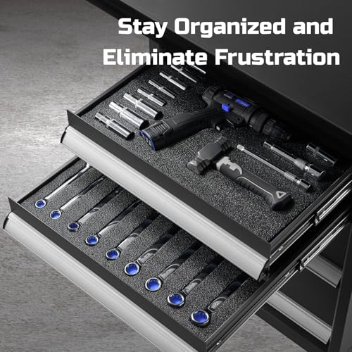 ONREVA Tool Box Foam Organizer 48x24x2 inch 1PC, Kaizen Sheets for Pro Tool Control, Custom Tool Shadow Inserts for Cases & Drawers, High Density Polyethylene Foam, Black with Blue