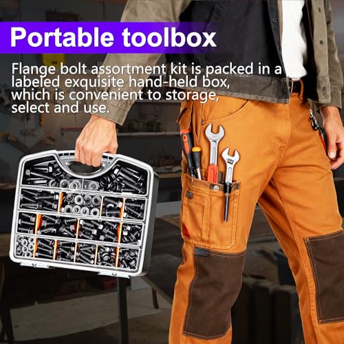 2285PCS M2 M3 M4 M5 Metric Screw Assortment Kit + 400Pcs Metric Flange Bolt Assortment, Nuts and Bolts Assortment Kit