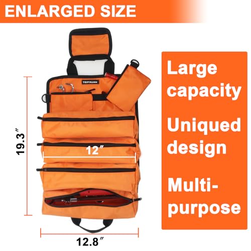 16 inch Tool Bag Add Tool Up Roll Bag,Heavy Duty Waterproof,Orange
