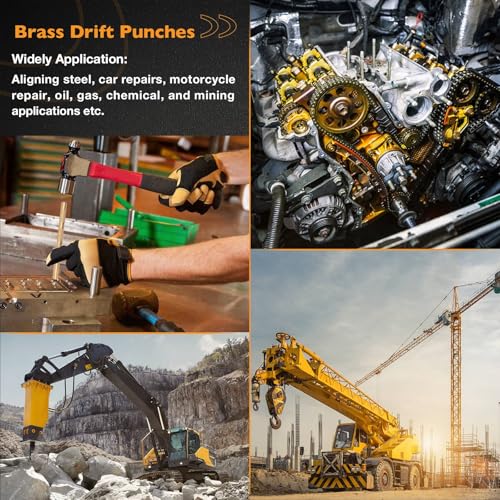Brass Drift Punch Tool, 3-Piece Set-3/4, 1/2", 3/8" Brass Drift 3-Piece Set (3/4" x 8", 1/2" x 7", 3/8" x 6")