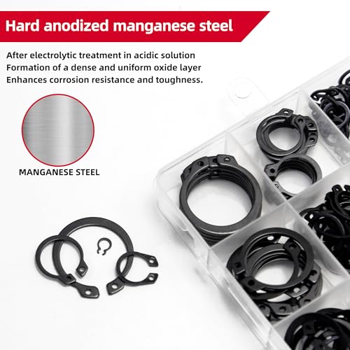 225-Piece 304 Stainless Steel External C-Clip Set+ Snap Ring Pliers),455-Piece Carbon Steel External C-Clip Set,15 Sizes(M3 - M25)
