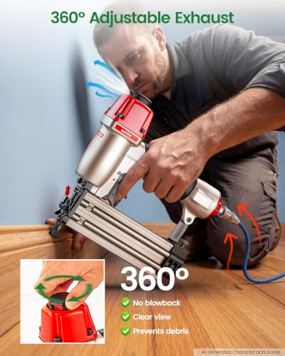 meite F50C Pneumatic Brad Nailer Kit Includes 1,000 Pcs 18 Gauge Brad Nails 3/4-Inch, Compatible with 5/8" to 2" Brad Nails, Ideal for Trim Work, Furniture Building & Finish Applications