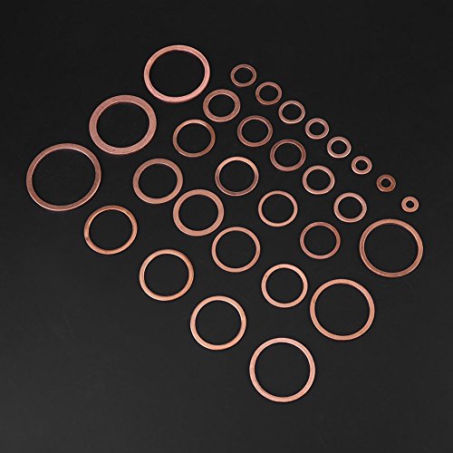Thincol Copper Flat Ring Washers Set, 568PCS, 30 Sizes, With Plastic Box