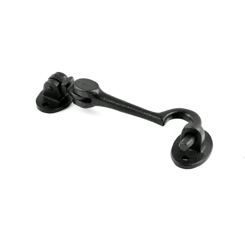 Renovators Supply Manufacturing Door Latch Lock 4.5 in. Black Wrought Iron Swivel Style Hook and Eye Latch for Door with Mounting Hardware Pack of 2 4.5-inch Swivel Hook