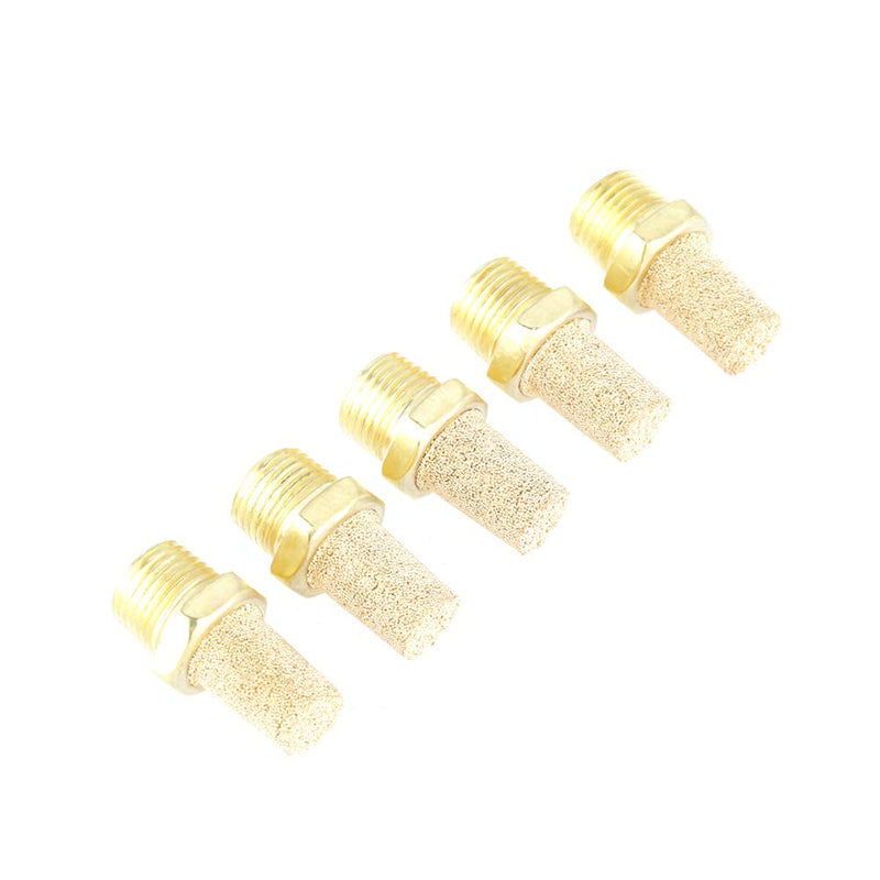 FTVOGUE Air Filter Silencer Set, G1/8 Male Thread, Sintered Brass and Iron, 25 Pieces, 0.9" Length, Pneumatic, 0-1.6MPa Working Pressure