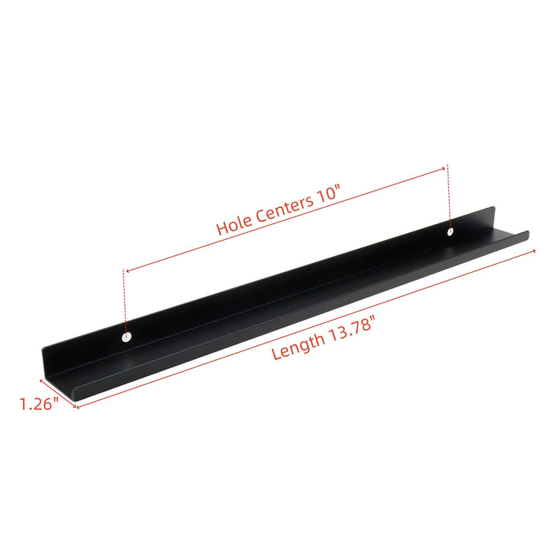 Edge Pull Handles for Cabinets, 13.78 Inch Aluminum Alloy Finger Tab Pulls, Concealed Drawer Handles for Kitchen, Dresser, Wardrobe, 10 Inch Hole Spacing, 6Pcs Black Edge Pulls 350mm/13.78" Straight Edge