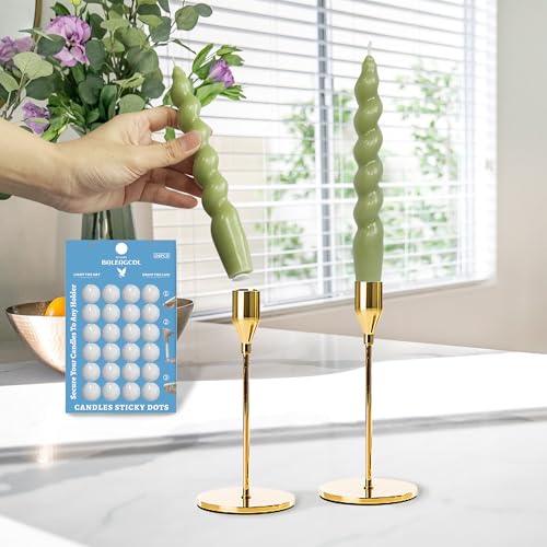 Taper Candle Sticky Dots - White Wax Candle Adhesive Dots - Unscented Cire Adhesive for Secure Candle Placement - Easy Clean and Traceless for DIY Projects - Pack of 24 EAG-CSD-WHITE