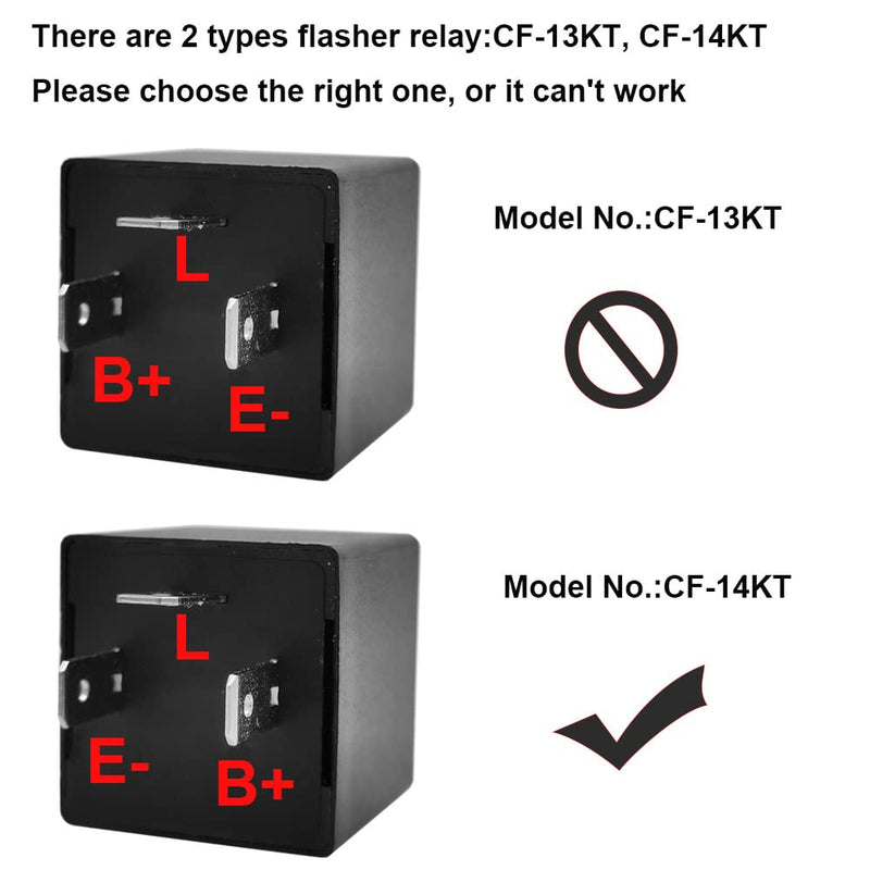 2 pieces 12V 3 Pin Electronic LED Flasher Relay 0.1W-150W c/m Motorcycle Turn Signal Adjustable Flasher CF-14KT, comes with 6pcs Terminals Black-12v