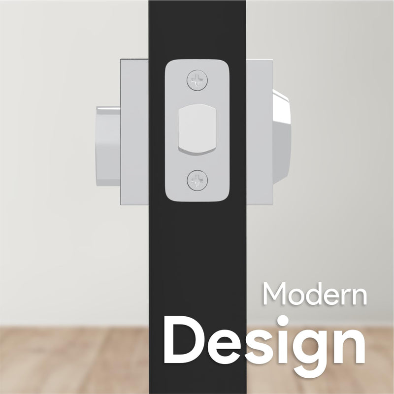 Mega Handles Laura Deadbolt Lock - Heavy Duty Square Locking Deadbolt for Left Or Right-Handed Doors, Dead Bolt Locks for Interior Doors & Exterior, Screws Included - Polished Chrome 1