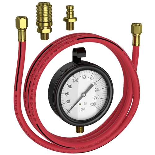 Moker TU-32-20 Compuchek Fuel Pressure Test Gauge, 0-300 PSI, Fits Cummins & Other Diesel Engines with Compuchek Ports, 6-Foot Hose for Road Testing