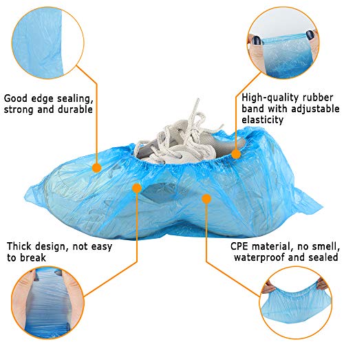 Ledoo overshoes 200 pieces, disposable shoe covers protection overshoes, anti-slip sole, anti-slip shoe covers