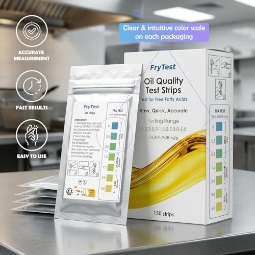 Frying Oil Test Strips FFA – Fryer Oil Quality Check HACCP – 150 Strips