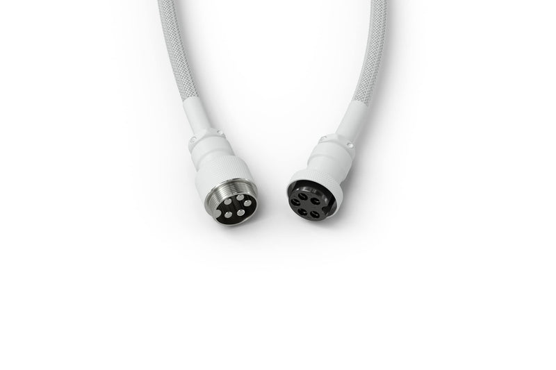 Glorious Coiled Keyboard Cable – USB C Artisan Braided Cables for Mechanical Gaming - Custom (White) White