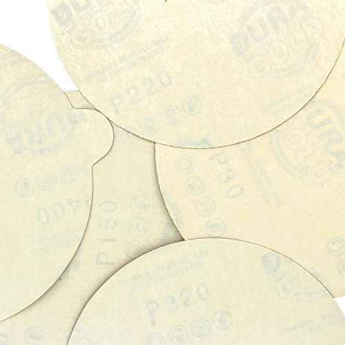 Dura-Gold Premium 80, 150, 220, 320, 400 Grit 6" Gold PSA Sanding Discs Pure Gold Superior Tack Cloths - Tack Rags (Box of 12)