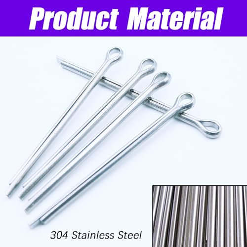 13 Sizes Hairpin Cotter Pins & R Clips Cotter Pins Assortment Kit, 250PCS Stainless Steel Cotter Pins Set, Split Pin Fastener Clips for Car Mechanics, Lawn Mowers, Trucks, Tractors Repair
