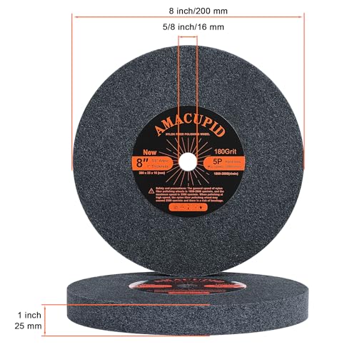 Deburring Wheel Brushed Buffing Wheels. For Bench Grinding Polishing Machine. Polishing Stainless Steel Copper and Aluminum. 8 inch Diameter,5/8 inch Arbor,1 inch Thickness,180 Grit
