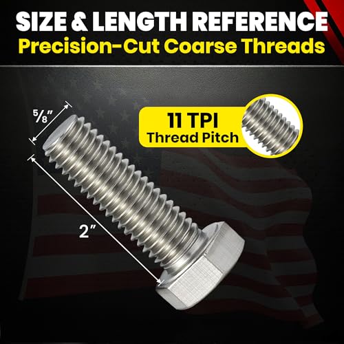 Chenango Supply 5/8-11 x 2 Stainless Steel Hex Head Bolts 5/8-11 x 2"