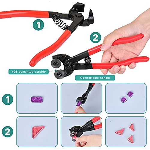 19 Pcs Mosaic Tools Kit, Tile Nippers Glass Mosaic Cutter for Stained Glass