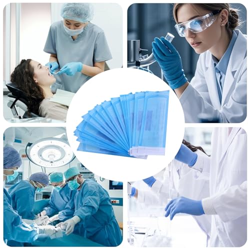 Pack of 200 self-sealing sterilisation bags: 135 mm x 280 mm disposable sterilisation bags, dentist sterilisation bags, sterilisation bags, self-sealing sterilisation bags