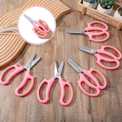 20 Pcs Garden Shears Flower Scissors Flower Cutters for Stems Pruning Stainless Steel Floral Shears Floral Scissors with Comfortable Grip Handles for Fruit Picking Plant Stems Trimming (Pink)