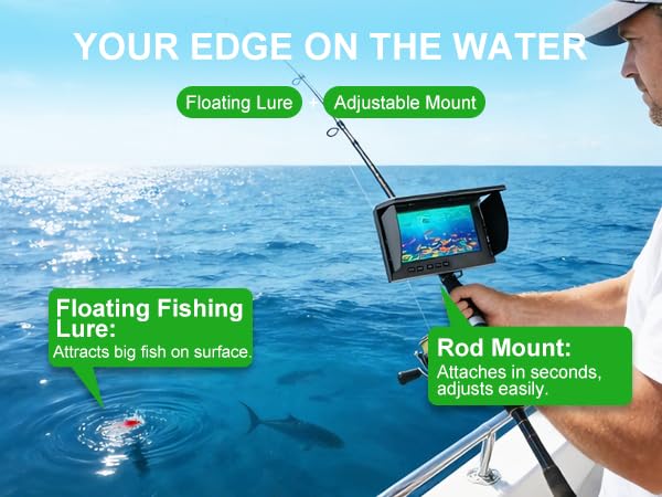 Fishing Camera, 220° Ultra-Wide 1080P HD Underwater Fishing Camera with 4.3" LCD & IR Night Vision, 50ft Cable for Ice Lake Boat Kayak Fishing Black