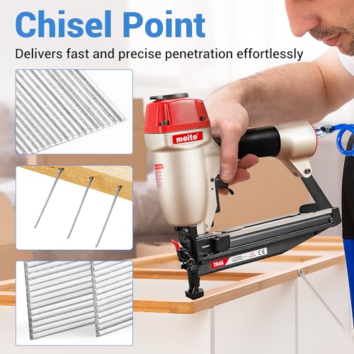 meite NP45 Pneumatic Nail Remover with 1-1/2-Inch 16GA Finish Nails, Professional Heavy Duty Air Punch Nailer Denailer Gun and Galvanized Small Straight Finishing Nails, 2,500PCS