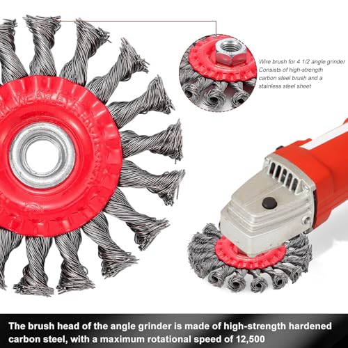 Idong 10 Pack 4 Inch Wire Wheels for 4-1/2" Angle Grinder, Twist Knotted Wire Wheel Brush with 5/8 Inch-11 Threaded Arbor, Carbon Steel Wire for Heavy Duty Rust, Paint, Corrosion Removal