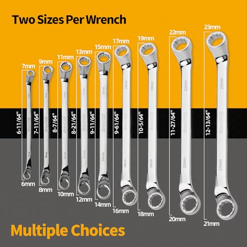 GRENPRO 10PC Offset Double Box End Wrench Set Metric & Standard Roll Pouch Metric Offset Wrench Set