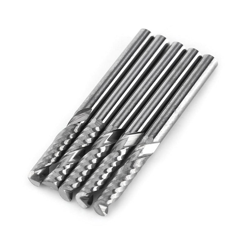 End Mill, 5PCS 1/8 Inch Shank 3.175mm x 12mm Carbide Flat End Mill CNC Milling Cutter Flute for Wood Aluminum Steel Titanium