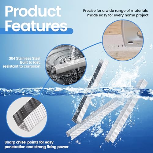 meite 5/16" Stainless Steel T-50 Staples - 1,512 Counts and Assorted 3 Sizes (1/4", 3/8", 1/2") Stainless Steel T-50 Staples - 2,520 Counts