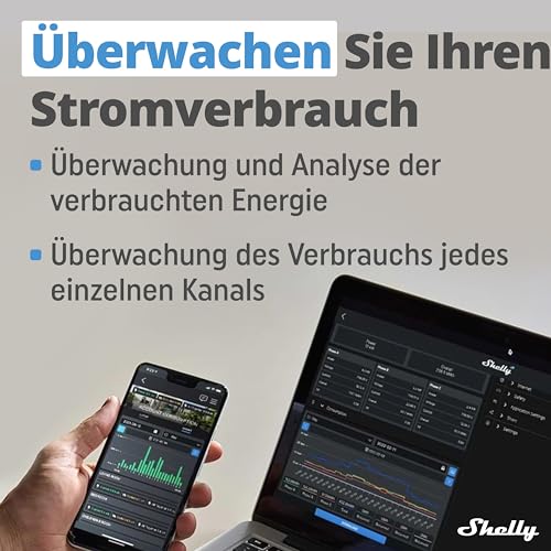 Shelly Plus 2PM | WLAN & Bluetooth 2-Kanal Relais Schalter mit Strommessung| Smart Home Hausautomation| Funktioniert mit Alexa| iOS- & Android-App| Kein Hub erforderlich| Rollläden steuern 1 Stück