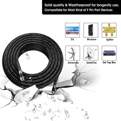 10ft, Black RG6 Coaxial Cable with F Connector,F81/RF Double Female Adapter, Low Loss High Speed Coax Cable Cord Extender for HD TV, Dish,Satellite, Antenna, TV Cable 10' 10 FT