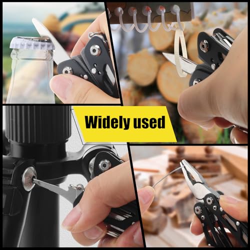 Lasnten 12 Pcs Multitool Pliers, Stainless Steel Foldable Mini Tool,Black Black