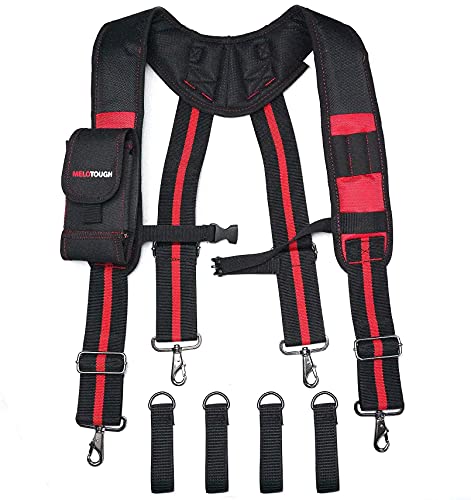 1 PACK Tool Belt Suspenders Construction Work Suspenders with detachable phone holder + 1 PACK Tool Holster Cordless Drill Holster