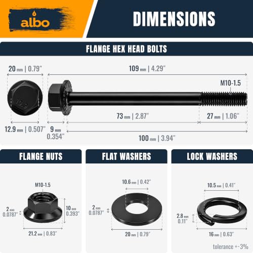 ALBO M10-1.5 x 100mm Flange Hex Bolt Kit, 40 PCS, 10.9 Black Zinc, PRO M10x100mm