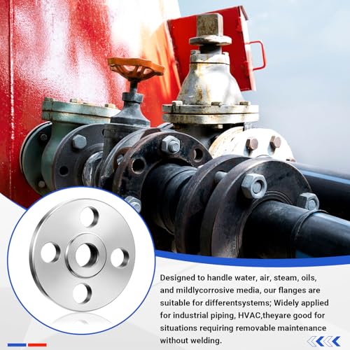 Moxweyeni 2 Pcs 1/2' 304 Stainless Steel Flanges Pipe Fittings Floor Flange Npt Threaded Escutcheon Plate Cover Round Raised Face Class 150 for Industry and Engineering Plumbing Connecting DIY Shower