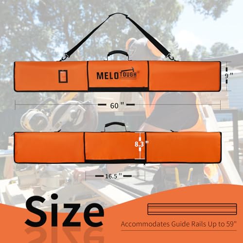 MELOTOUGH Small Tool Holder, Min Work Organizer Tool Pouch and Knife Holder with Snap Clip,Track Saw Guide Rail Bag Padded Protection for Saw Guide Rail up to 59"(Orange)