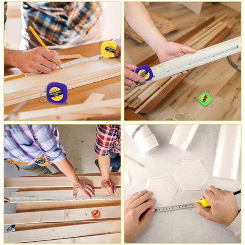 100pcs Tape Measure Keychain Bulk Retractable Mini Tape Measure Inch/Metric Scale Portable Pocket Key Chain Small Measuring Tapes for Construction Party Favors Bag Filler Prize DIY Projects 4 Colors