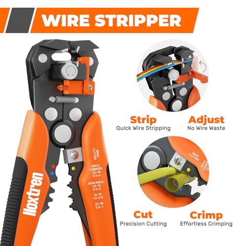 Crimping Tool For Heat Shrink Connectors, 220PCS AWG 26-10 Waterproof Automotive Marine Grade Heat Shrink Butt Connectors and Wire Stripper 220PCS Heat Shrink Butt Connectors with Crimper and Stripper