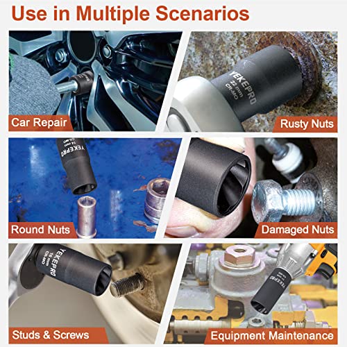 10PCS Lug Nut Removal Tool, 1/2" Drive Bolt Extractor Kit 10-Piece Twist Socket Set