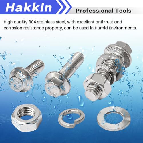 360PCS M5 M6 M8 Flange Bolts and Nuts Assortment Kit, 304 Stainless Steel Metric Flange Bolt Assortment, M5-0.8 M6-1.0 M8-1.25 Hex Bolts Nuts Screws Flat & Lock Spring Washer, Full Thread B. M5 M6 M8