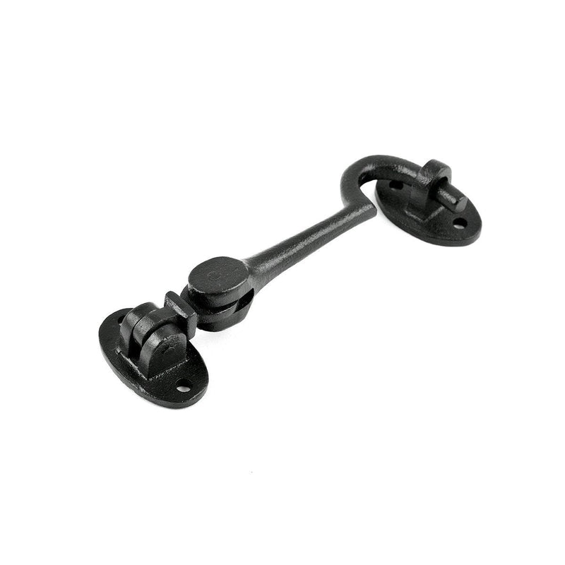 Renovators Supply Manufacturing Door Latch Lock 4.5 in. Black Wrought Iron Swivel Style Hook and Eye Latch for Door with Mounting Hardware Pack of 2 4.5-inch Swivel Hook