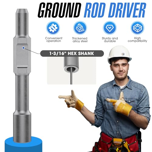 Ground Rod Driver 1-3/16" Hex Shank, 40 Chrome Steel for Demolition Hammer