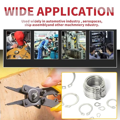 225-Piece 304 Stainless Steel External C-Clip Set+ Snap Ring Pliers),455-Piece Carbon Steel External C-Clip Set,15 Sizes(M3 - M25)