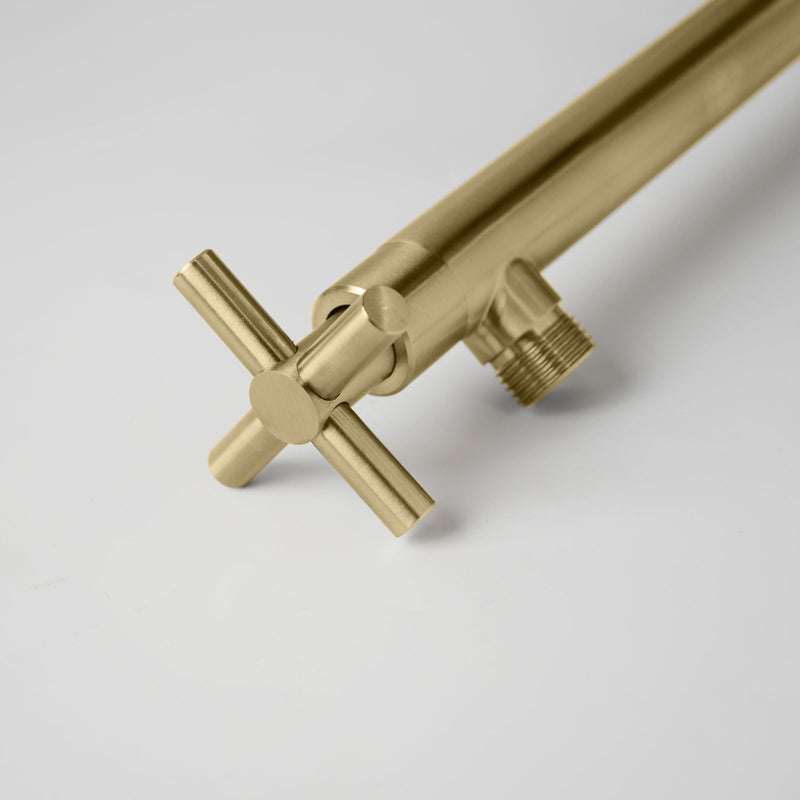 Shower Head Manifold with Double Outlet and Shut Off Valves for Dual Sprayer Showering System,Can Connect Two Showerheads,Brushed Gold，STG04-LL 11.8-inch Brushed Gold