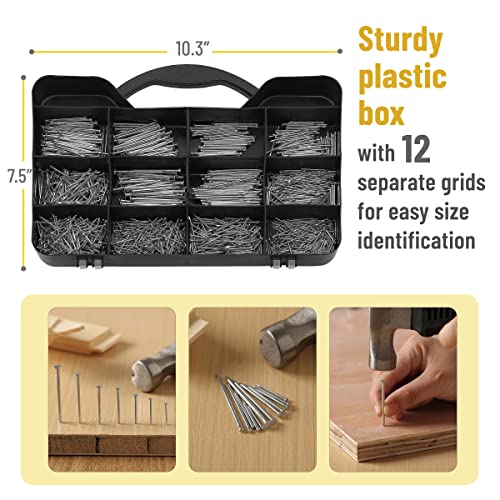 Mr. Pen- Nail Assortment Kit, 1500 pcs, Assorted 12 Sizes