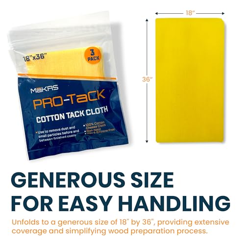 MāKRS Wood Finishing Prep Bundle – 3-Pack Staining Pads & 3-Pack Pro-Tack Cloths – Lint-Free Applicator Pads and Dust-Removing Tack Cloths for Wood Stains, Paints, and Finishes