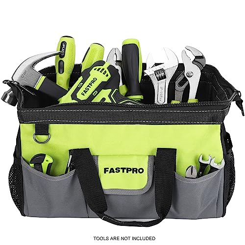 FASTPRO 16-Inch Tool Bag, Wide Mouth Open Storage Bag
