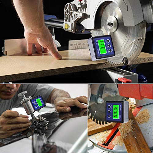 Digital Level Box, Protractor Bevel Box with Data Hold, Magnetic Base and VA LCD Backlight, Calculation for Carpentry, Construction, Masonry, Car Industry blue