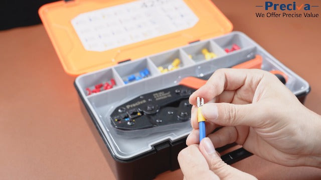 Preciva Crimping Tool for Insulated Terminals Wire Connectors, AWG20-10 Ratchet Crimper with 425 Pcs Insulated Terminals Connectors 425Pcs & 38Sizes